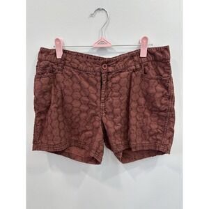 prAna Women's Shorts Michelle Eyelet Pattern 100% Cotton Size 6 Burgundy EUC